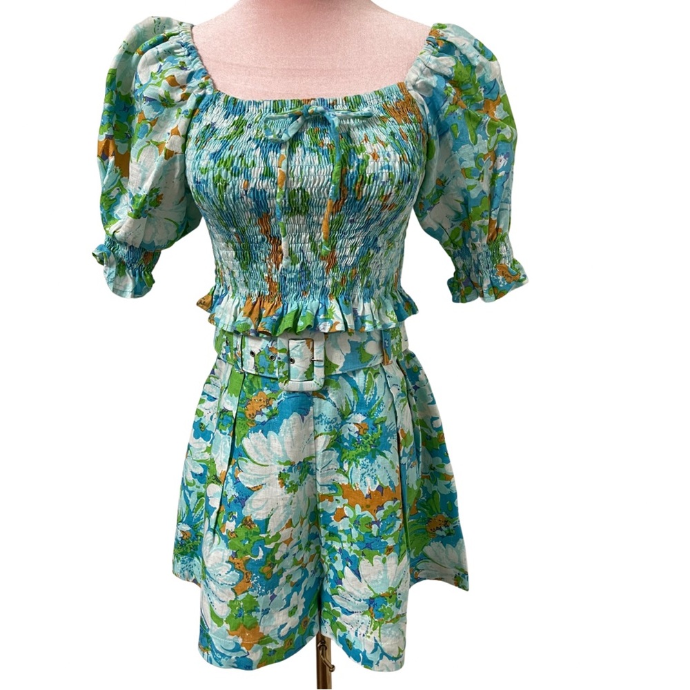 Faithfull The Brand Priscilla Gardone Floral Print 100% Linen Shorts Size 6 - Picture 12 of 12